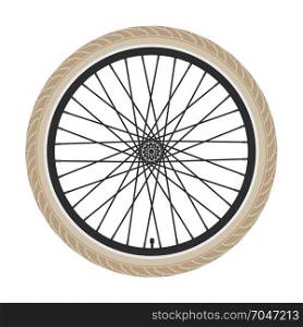 vector bicycle wheel isolated on white background. illustration of bike rubber tyre, spokes and gear. bike cycle sport icon or symbol