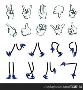 Vector big set of hands and legs. Collection for cartoon animation. Hand and leg, human character foot and arm illustration. Vector big set of hands and legs. Collection for cartoon animation