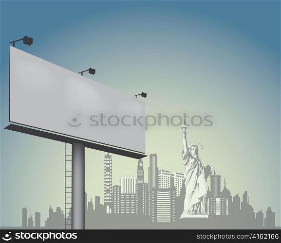 vector billboard with city