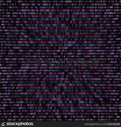 vector binary code abstract background. vector anaglif style color warped binary code decorative abstract dark background