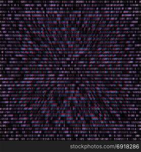 vector binary code abstract background. vector anaglif style color warped binary code decorative abstract dark background