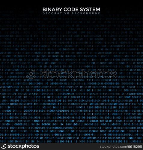 vector binary code abstract background. vector blue color volumetric binary code decorative abstract dark background text template