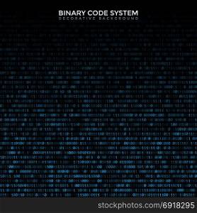 vector binary code abstract background. vector blue color volumetric binary code decorative abstract dark background text template