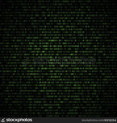 vector binary code abstract background. vector green color volumetric binary code decorative abstract dark background