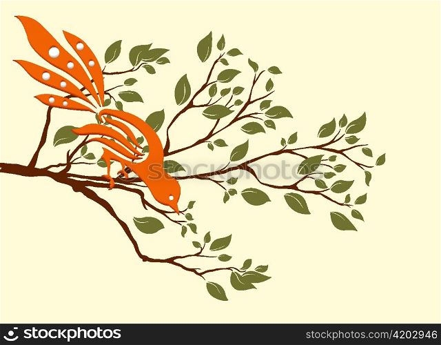 vector bird on a branch