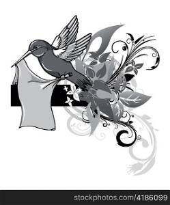 vector bird with abstract floral