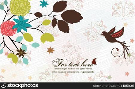 vector bird with floral