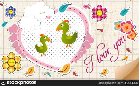 vector birds in love