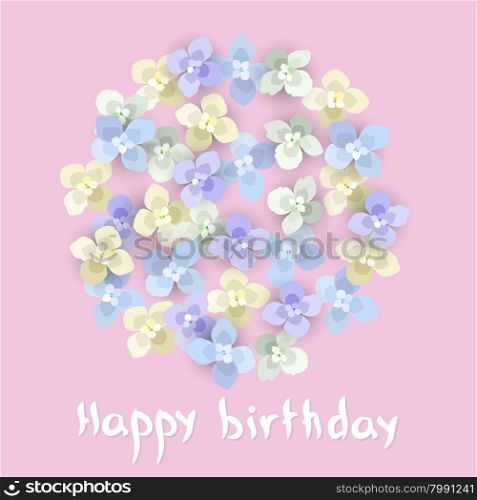 vector birthday greeting card with floral ornament