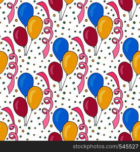 Vector birthday pattern with colorful balloons. Seamless background for holiday cards and party decorations. Vector birthday pattern with colorful balloons. Seamless background for holiday cards and party decoration