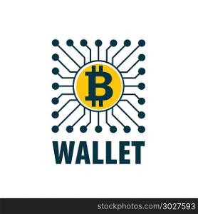 vector bitcoin wallet. Abstract bitcoin wallet in the form of microchip. Cryptocurrency vector illustration