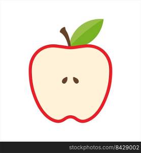 Vector bitten red apple Apple cut in half Leave space for adding text.