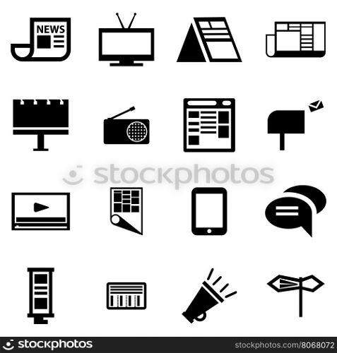 Vector black advertisement icon set. Vector black advertisement icon set on white background
