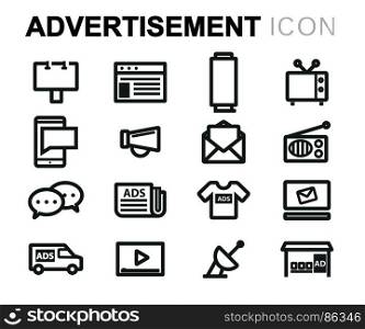 Vector black advertisement icons set. Vector black advertisement icons set on white background