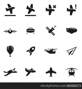 Vector black airplane icon set. Vector black airplane icon set on white background