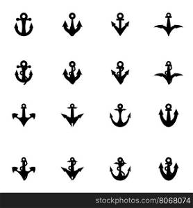 Vector black anchor icon set. Vector black anchor icon set on white background
