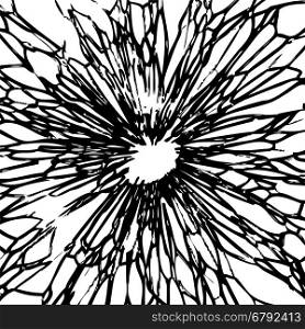 vector black and white background of broken windshield glass as destruction concept