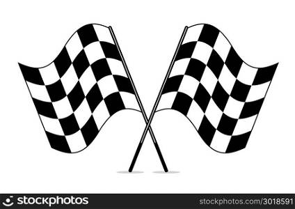 vector black and white crossed racing checkered flags clipart