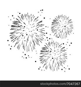 vector black and white fireworks background with stars and sparkles
