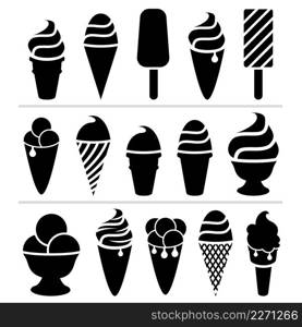 vector black and white ice-cream icons 