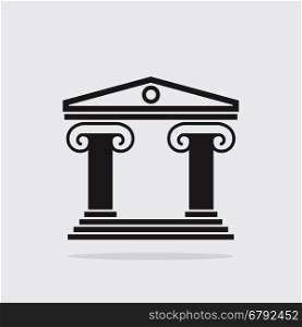vector black and white icon of ancient greek architecture building with columns