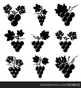 vector black and white icons of grapes