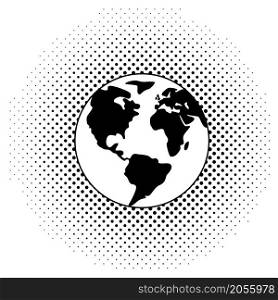 vector black and white illustration of earth globe