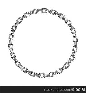 vector black and white metal chain border. flat style design of chain circle with copy space. abstract background pattern