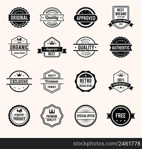 Vector Black and White Retro Stamps and Badges Isolated on White Background
