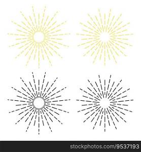 vector black and yellow starburst rays isolated on white background. retro fireworks design. colorful sunburst illustration