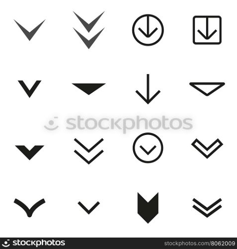 Vector black Arrow buttons down icon set. Vector black Arrow buttons down icon set on white background