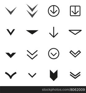 Vector black Arrow buttons down icon set. Vector black Arrow buttons down icon set on white background