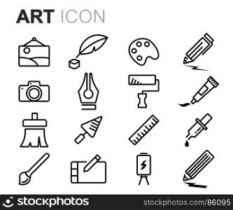Vector black art icons set. Vector black art icons set on white background