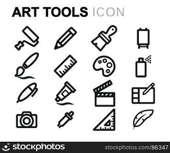 Vector black art tools icons set. Vector black art tools icons set on white background