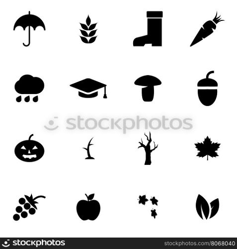 Vector black autumn icon set. Vector black autumn icon set on white background