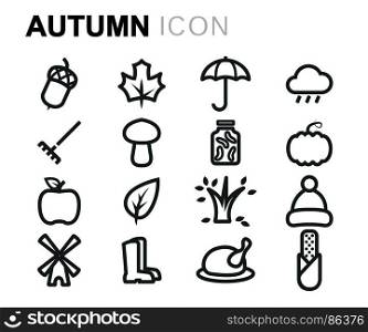 Vector black autumn icons set. Vector black autumn icons set on white background