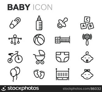 Vector black baby icons set. Vector black baby icons set on white background