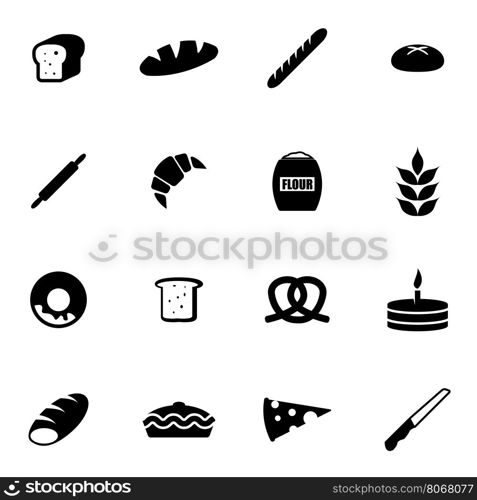 Vector black bakery icon set. Vector black bakery icon set on white background