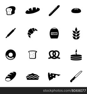 Vector black bakery icon set. Vector black bakery icon set on white background