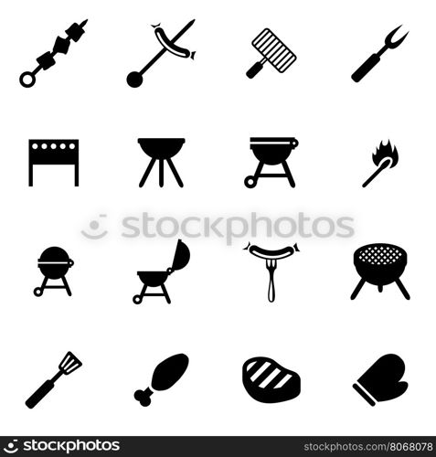 Vector black barbecue icon set. Vector black barbecue icon set on white background