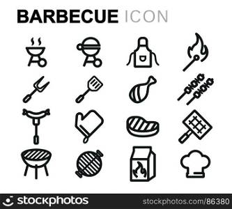 Vector black barbecue icons set. Vector black barbecue icons set on white background