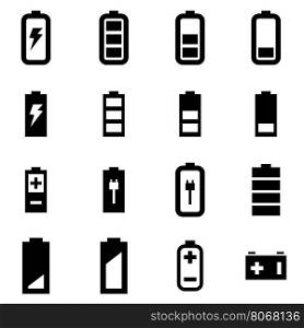 Vector black battery icon set. Vector black battery icon set on white background
