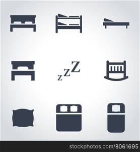 Vector black bed icon set. Bed Icon Object, Bed Icon Picture, Bed Icon Image, Bed Icon Graphic, Bed Icon JPG, Bed Icon EPS, Bed Icon AI - stock vector