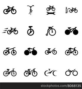 Vector black bicycle icon set. Vector black bicycle icon set on white background