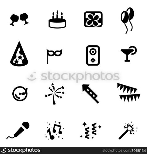 Vector black birthday icon set. Vector black birthday icon set on white background