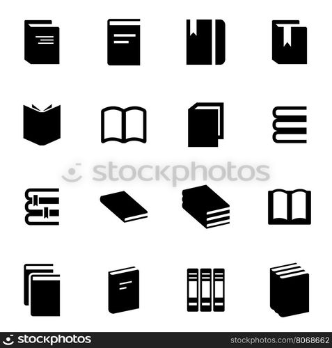 Vector black book icon set. Vector black book icon set on white