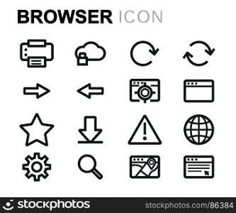 Vector black browser icons set. Vector black browser icons set on white background