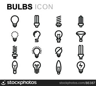 Vector black bulbs icons set. Vector black bulbs icons set on white background