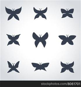 Vector black butterfly icon. Butterfly Icon Object, Butterfly Icon Picture, Butterfly Icon Image, Butterfly Icon Graphic, Butterfly Icon JPG, Butterfly Icon EPS, Butterfly Icon AI - stock vector