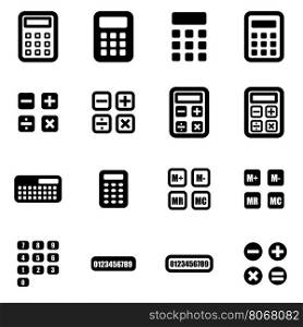 Vector black calculator icon set. Vector black calculator icon set on white background